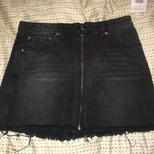 Free people black mini zip up skirt!